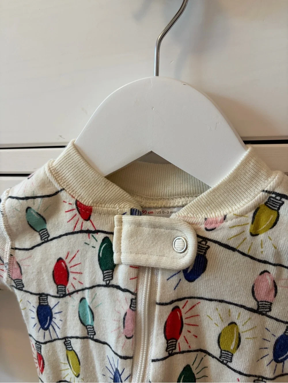 Hanna Andersson Christmas Lights Zip Romper Organic Cotton